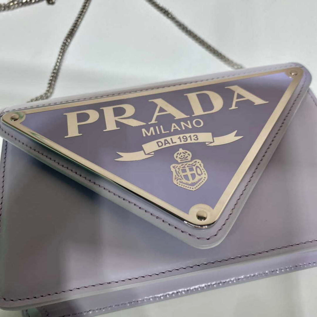 Prada 1BH189 Brushed leather shoulder bag Light Purple