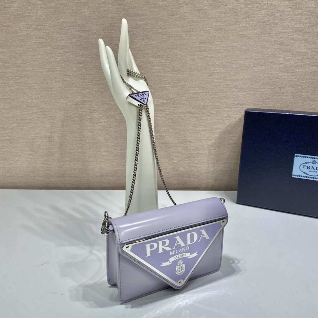 Prada 1BH189 Brushed leather shoulder bag Light Purple - Default Title - View 4