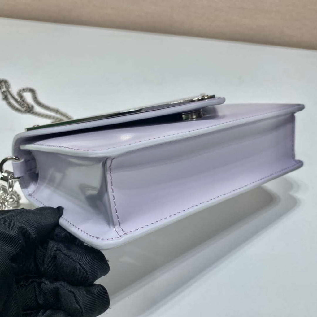 Prada 1BH189 Brushed leather shoulder bag Light Purple