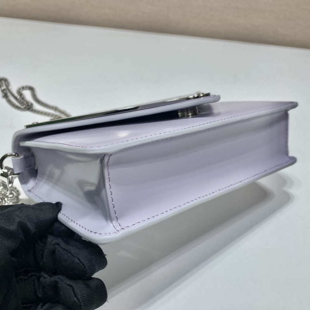 Prada 1BH189 Brushed leather shoulder bag Light Purple