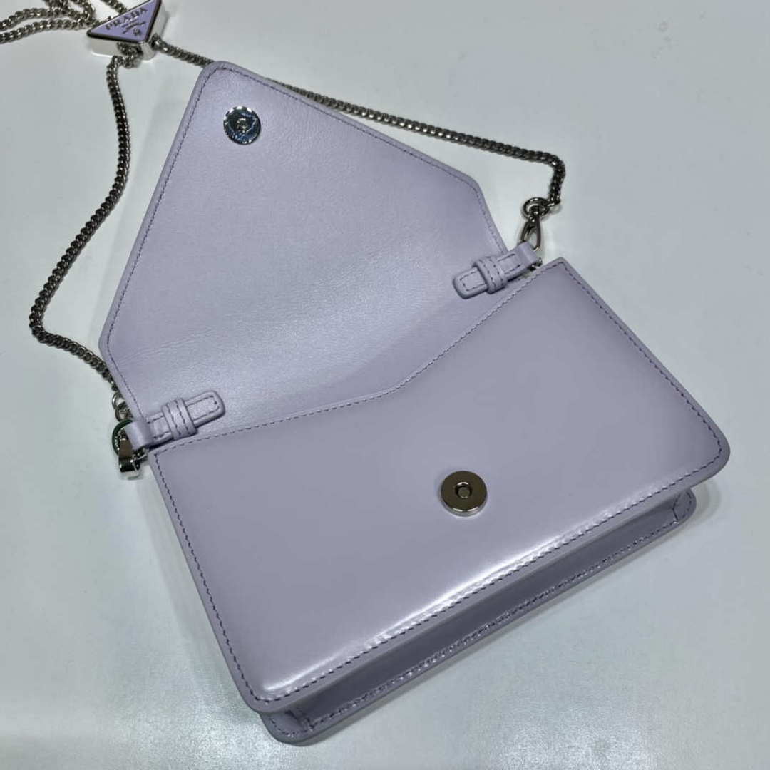 Prada 1BH189 Brushed leather shoulder bag Light Purple