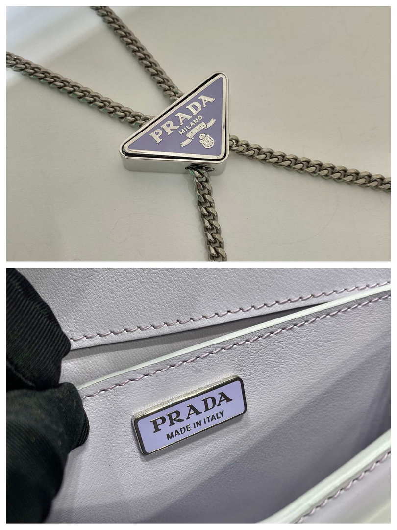 Prada 1BH189 Brushed leather shoulder bag Light Purple