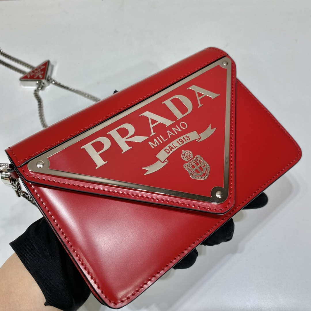 Prada 1BH189 Brushed leather shoulder bag Red - Default Title - View 2