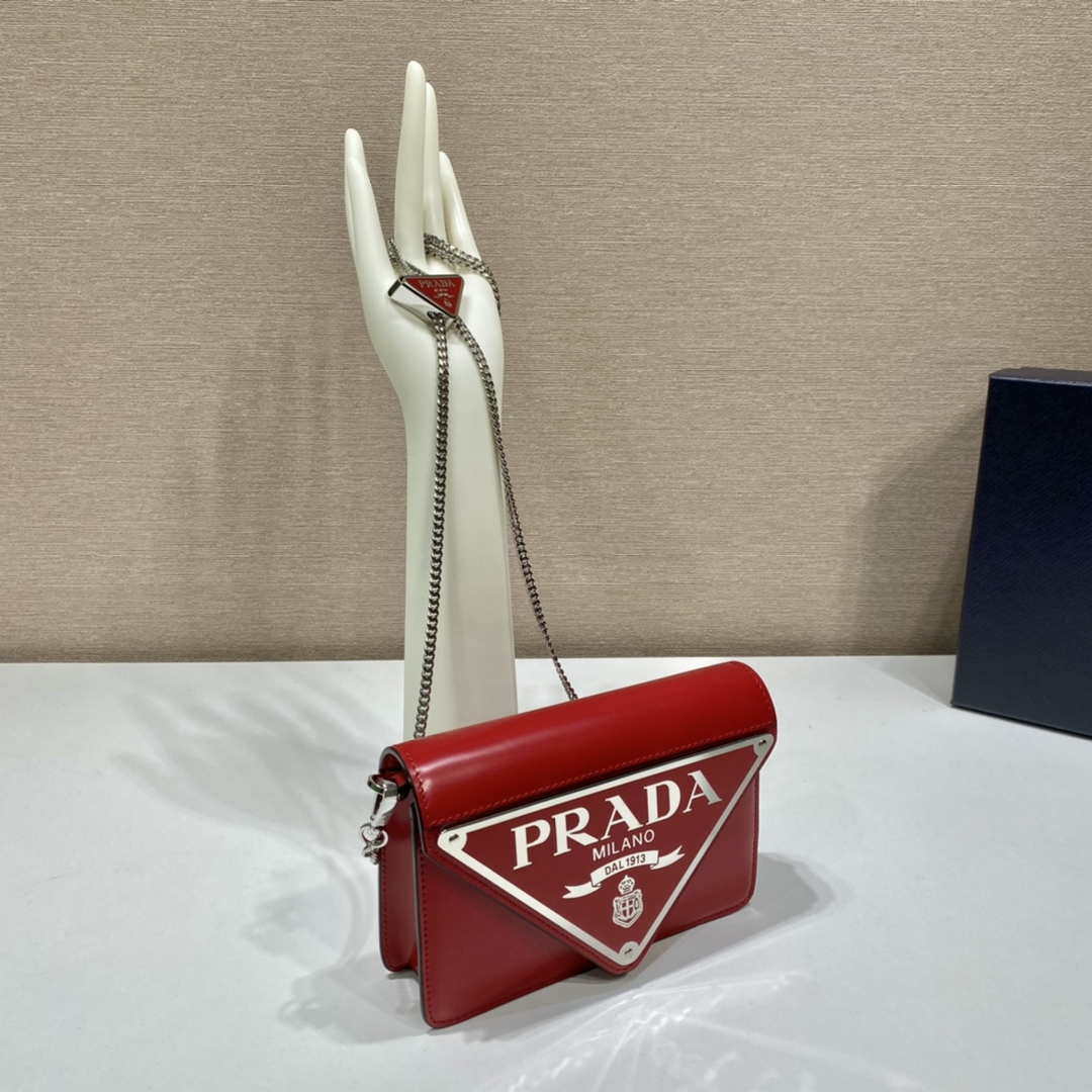 Prada 1BH189 Brushed leather shoulder bag Red - Default Title - View 3