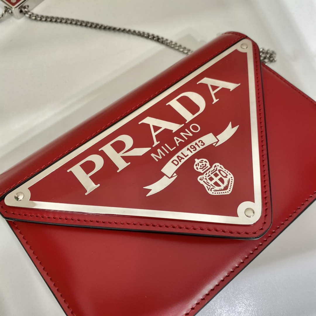 Prada 1BH189 Brushed leather shoulder bag Red - Default Title - View 4