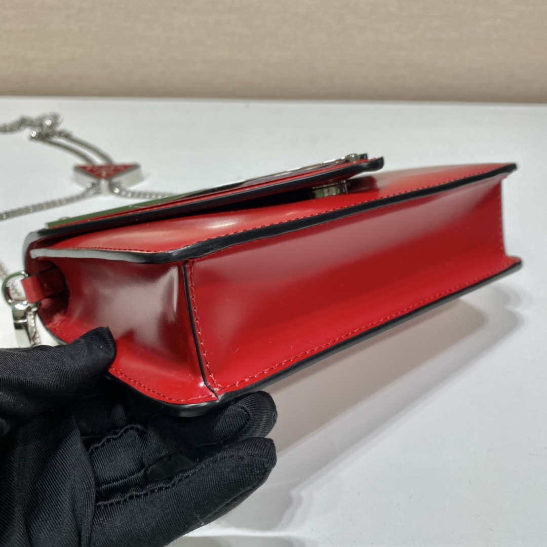 Prada 1BH189 Brushed leather shoulder bag Red - Default Title - View 6