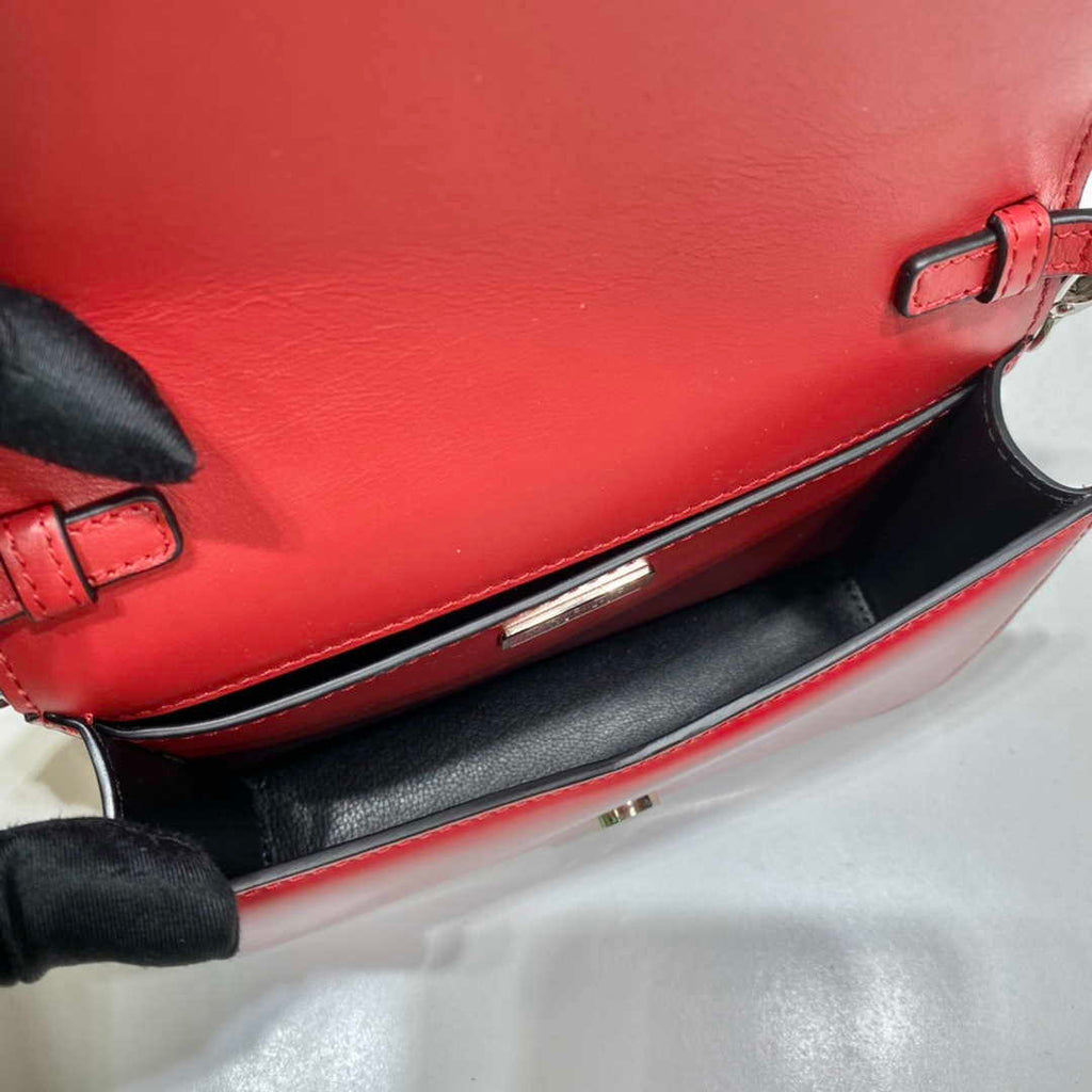 Prada 1BH189 Brushed leather shoulder bag Red
