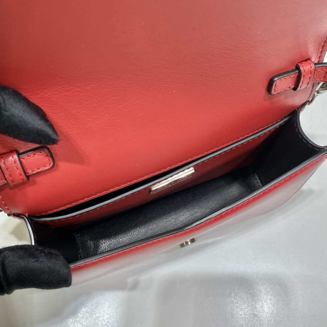 Prada 1BH189 Brushed leather shoulder bag Red - Default Title - View 8