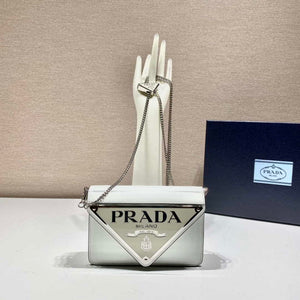 Prada 1BH189 Brushed leather shoulder bag White - Default Title - View 1