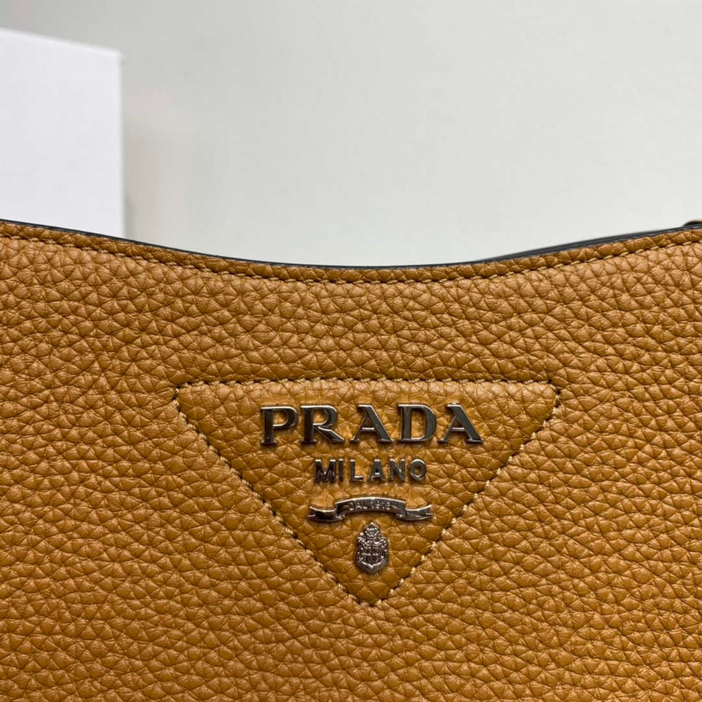Prada 1BH191 Leather mini shoulder bag tan