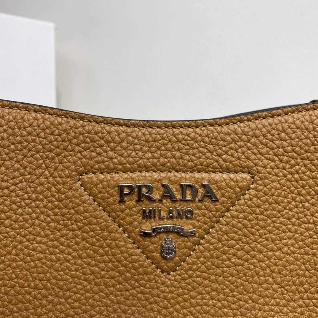 Prada 1BH191 Leather mini shoulder bag tan