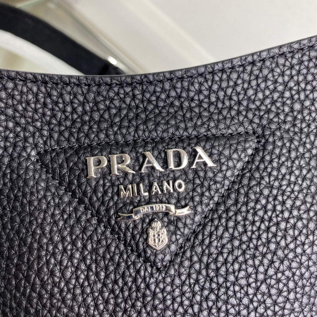 Prada 1BH191 Leather mini shoulder bag Black