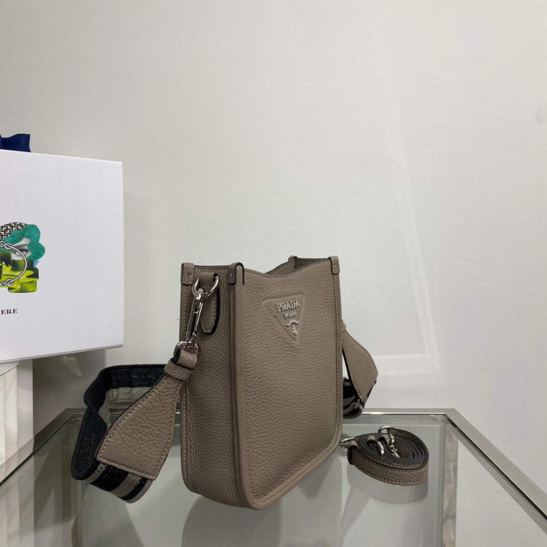 Prada 1BH191 Leather mini shoulder bag Gray - Default Title - View 2