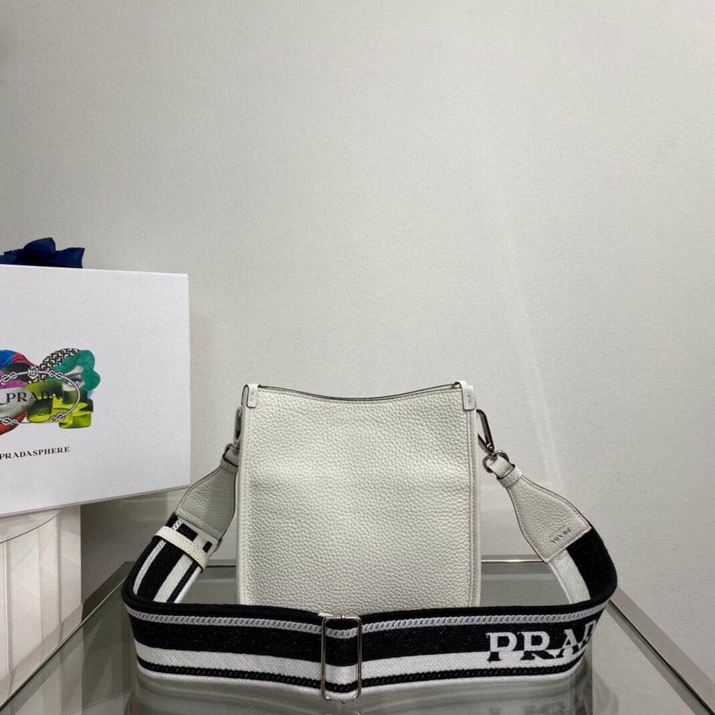 Prada 1BH191 Leather mini shoulder bag White