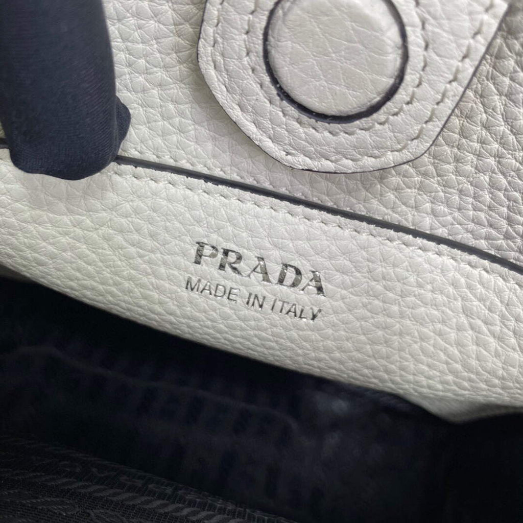Prada 1BH191 Leather mini shoulder bag White