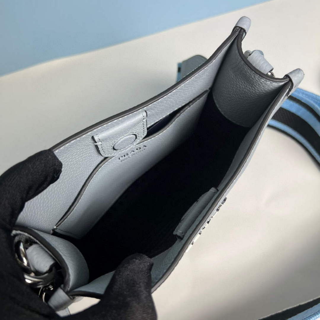 Prada 1BH191 Leather mini shoulder bag Blue