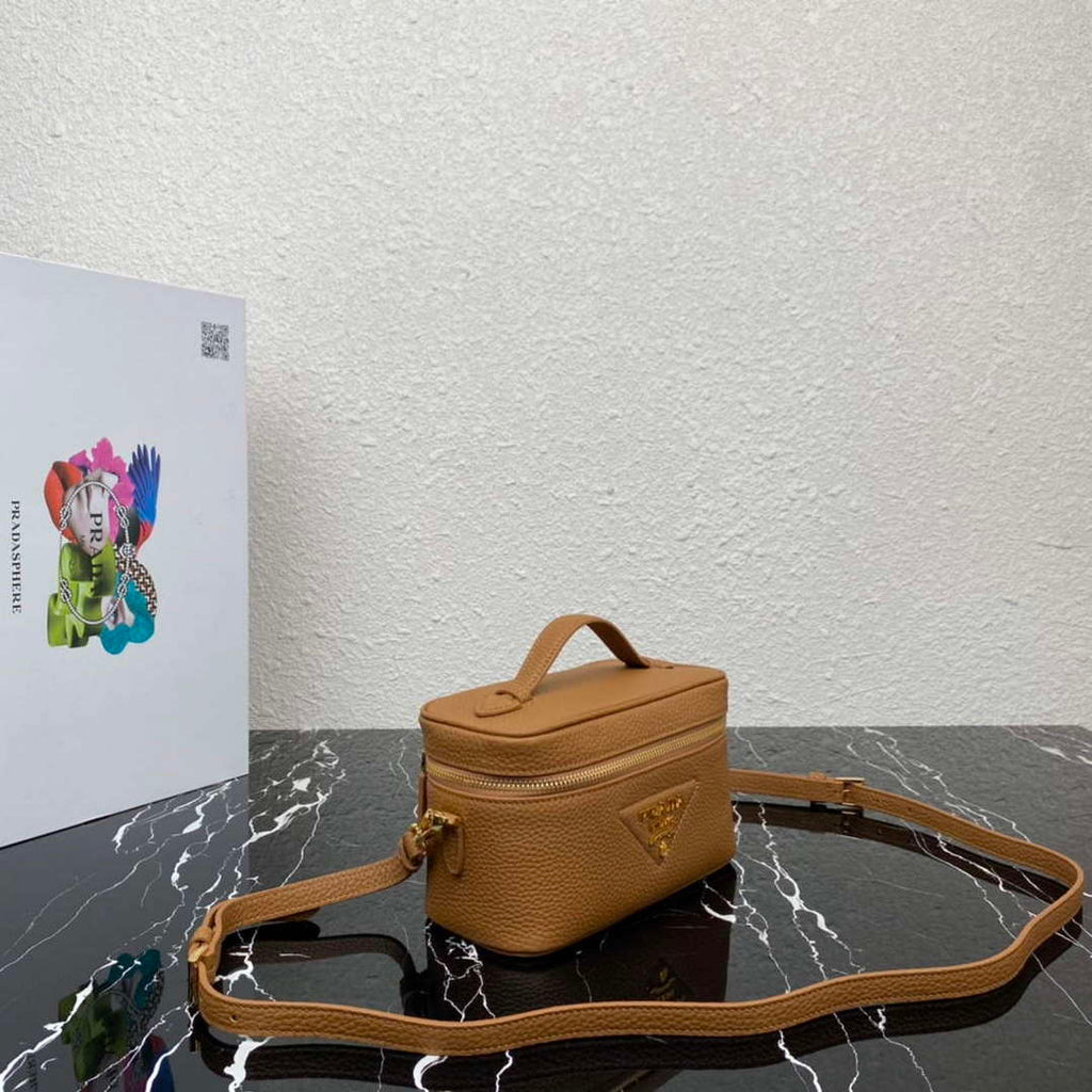 Prada 1BH202 Leather Mini Bag Cognac