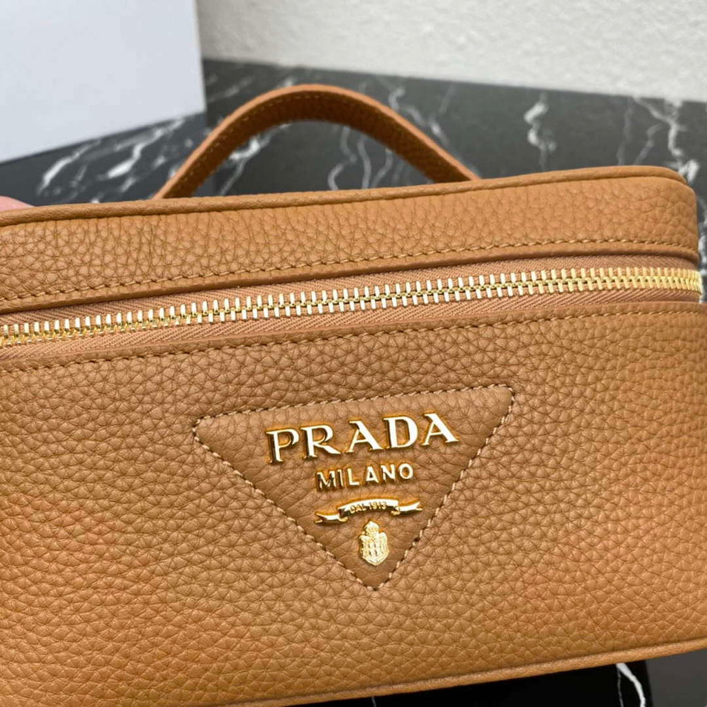 Prada 1BH202 Leather Mini Bag Cognac