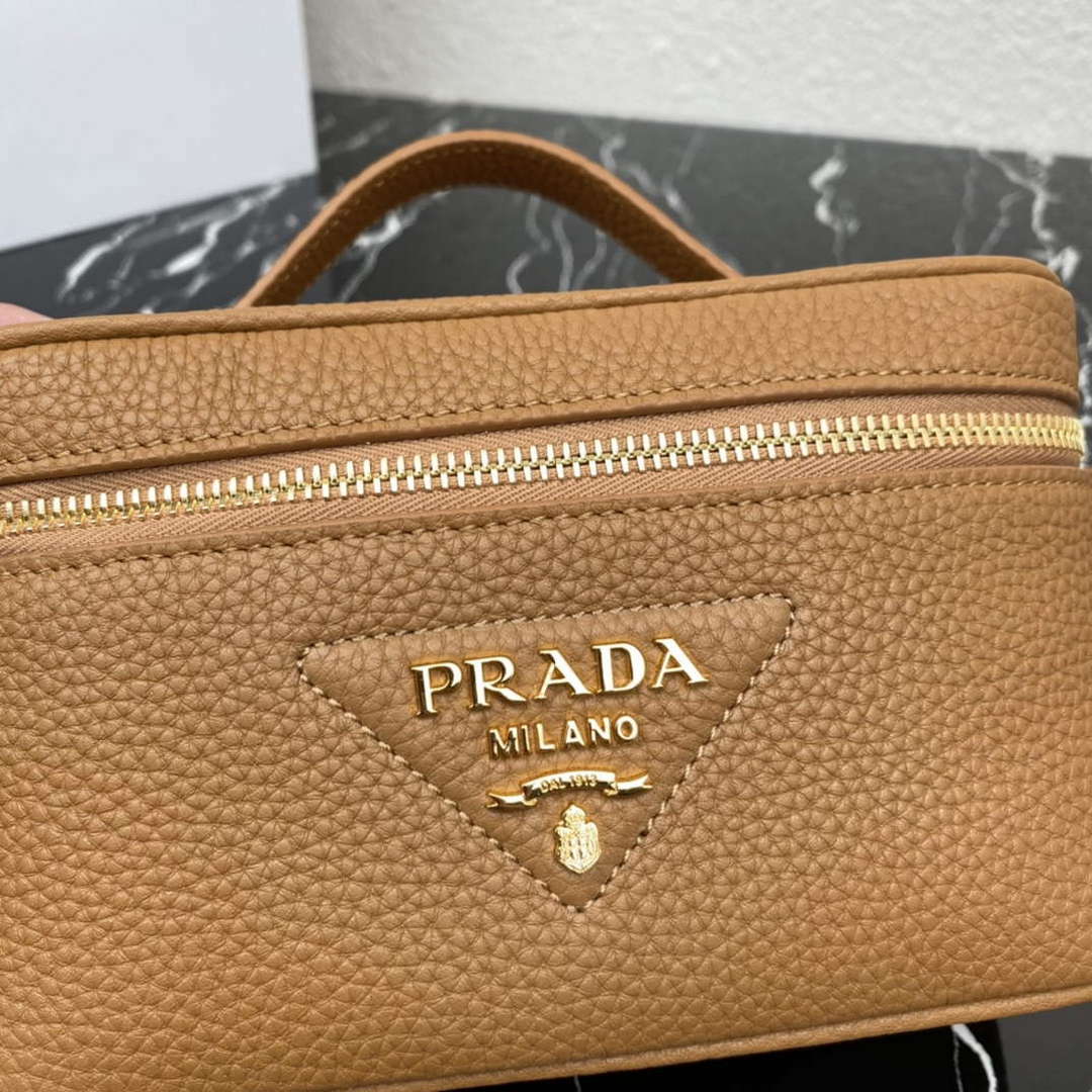 Prada 1BH202 Leather Mini Bag Cognac