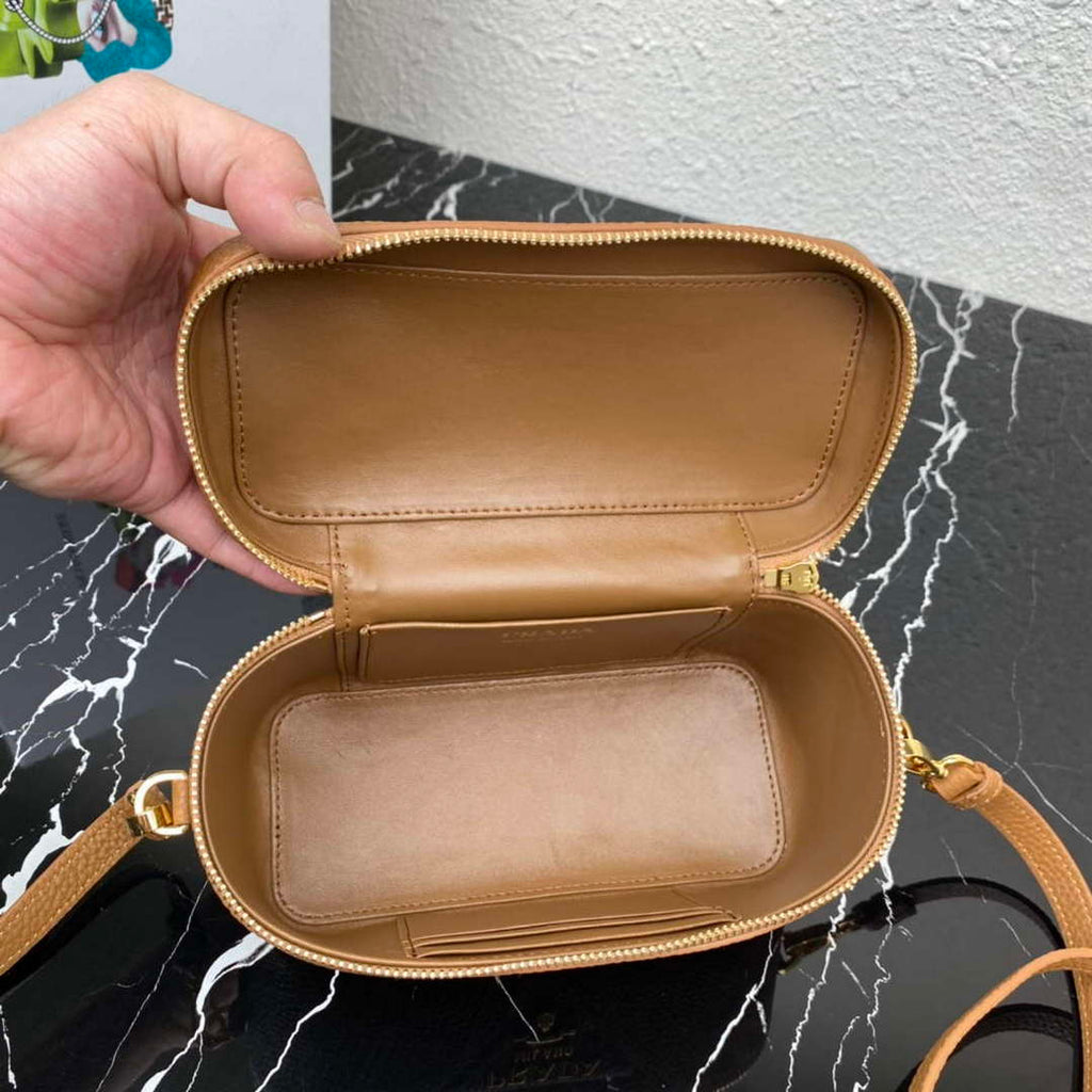 Prada 1BH202 Leather Mini Bag Cognac