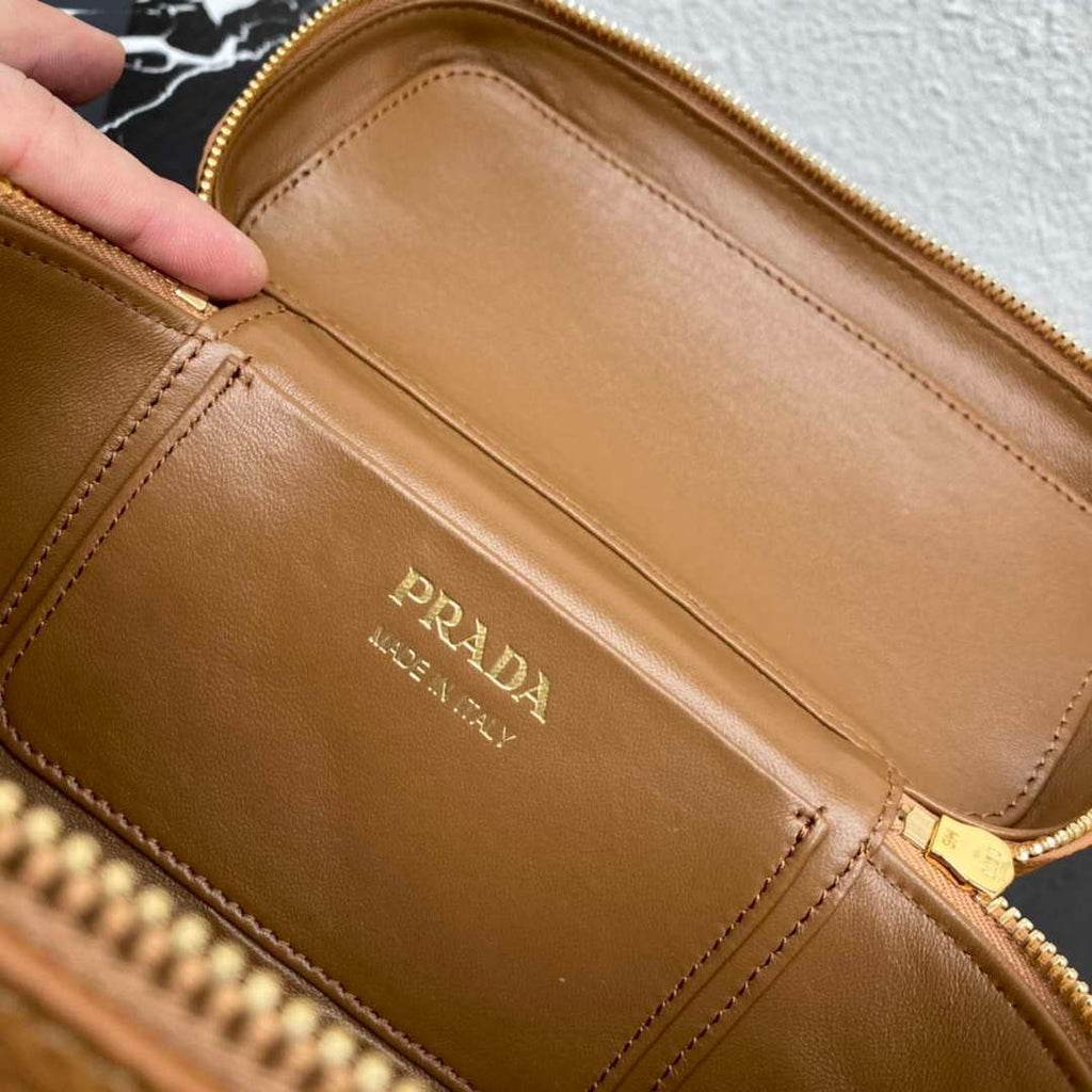 Prada 1BH202 Leather Mini Bag Cognac