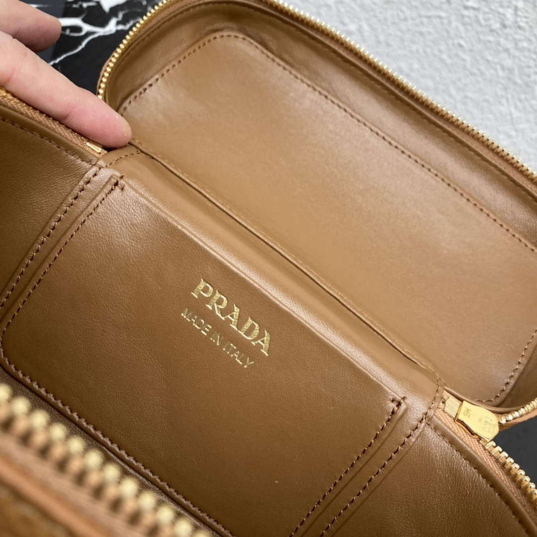 Prada 1BH202 Leather Mini Bag Cognac