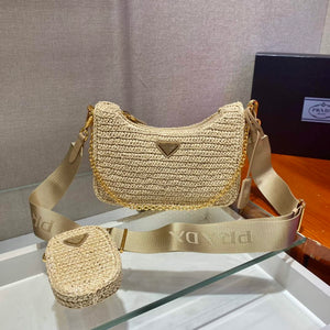 Prada 1BH204 Prada Re-Edition 2005 Raffia  Bag in Apricot - Default Title - View 3
