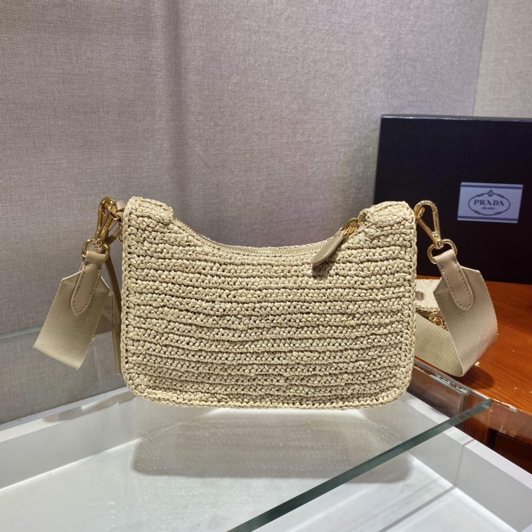 Prada 1BH204 Prada Re-Edition 2005 Raffia  Bag in Apricot - Default Title - View 4