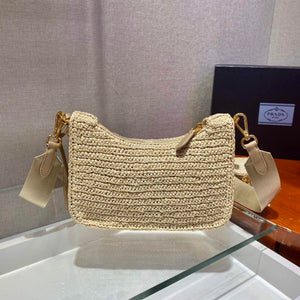 Prada 1BH204 Prada Re-Edition 2005 Raffia  Bag in Apricot - Default Title - View 4