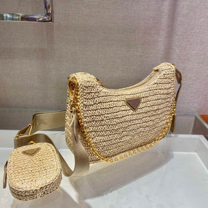 Prada 1BH204 Prada Re-Edition 2005 Raffia  Bag in Apricot - Default Title - View 5