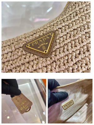 Prada 1BH204 Prada Re-Edition 2005 Raffia  Bag in Apricot - Default Title - View 9