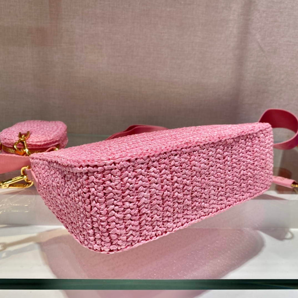 Prada 1BH204 Prada Re-Edition 2005 Raffia  Bag in Pink