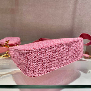 Prada 1BH204 Prada Re-Edition 2005 Raffia  Bag in Pink - Default Title - View 7