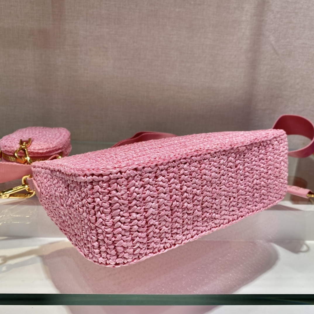 Prada 1BH204 Prada Re-Edition 2005 Raffia  Bag in Pink