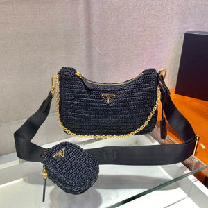 Prada 1BH204 Prada Re-Edition 2005 Raffia  Bag in Black - Default Title - View 3