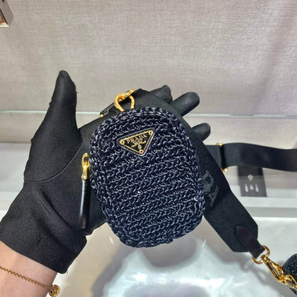 Prada 1BH204 Prada Re-Edition 2005 Raffia  Bag in Black