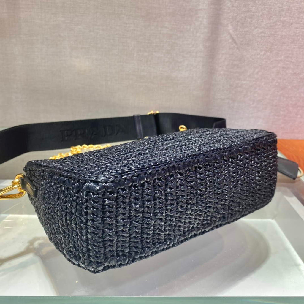 Prada 1BH204 Prada Re-Edition 2005 Raffia  Bag in Black