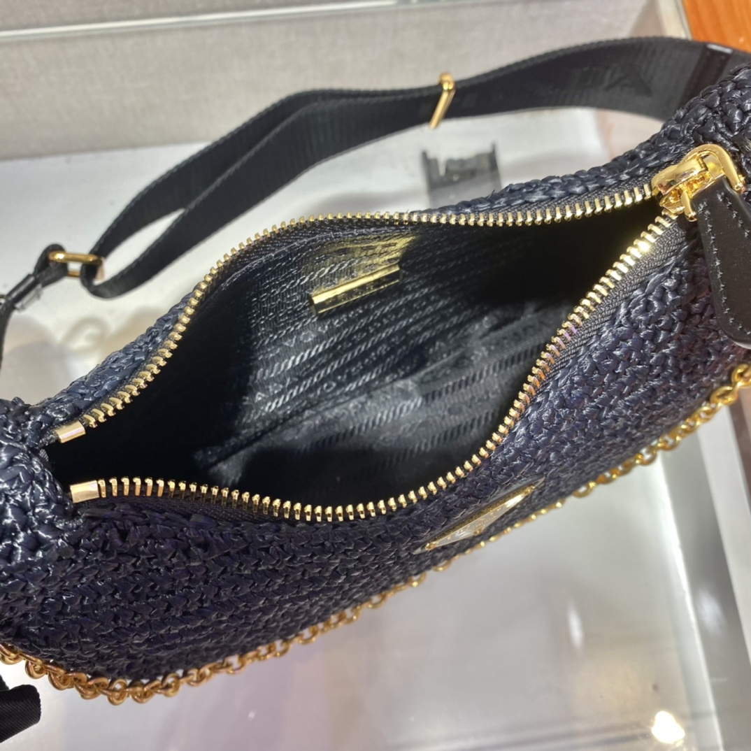Prada 1BH204 Prada Re-Edition 2005 Raffia  Bag in Black