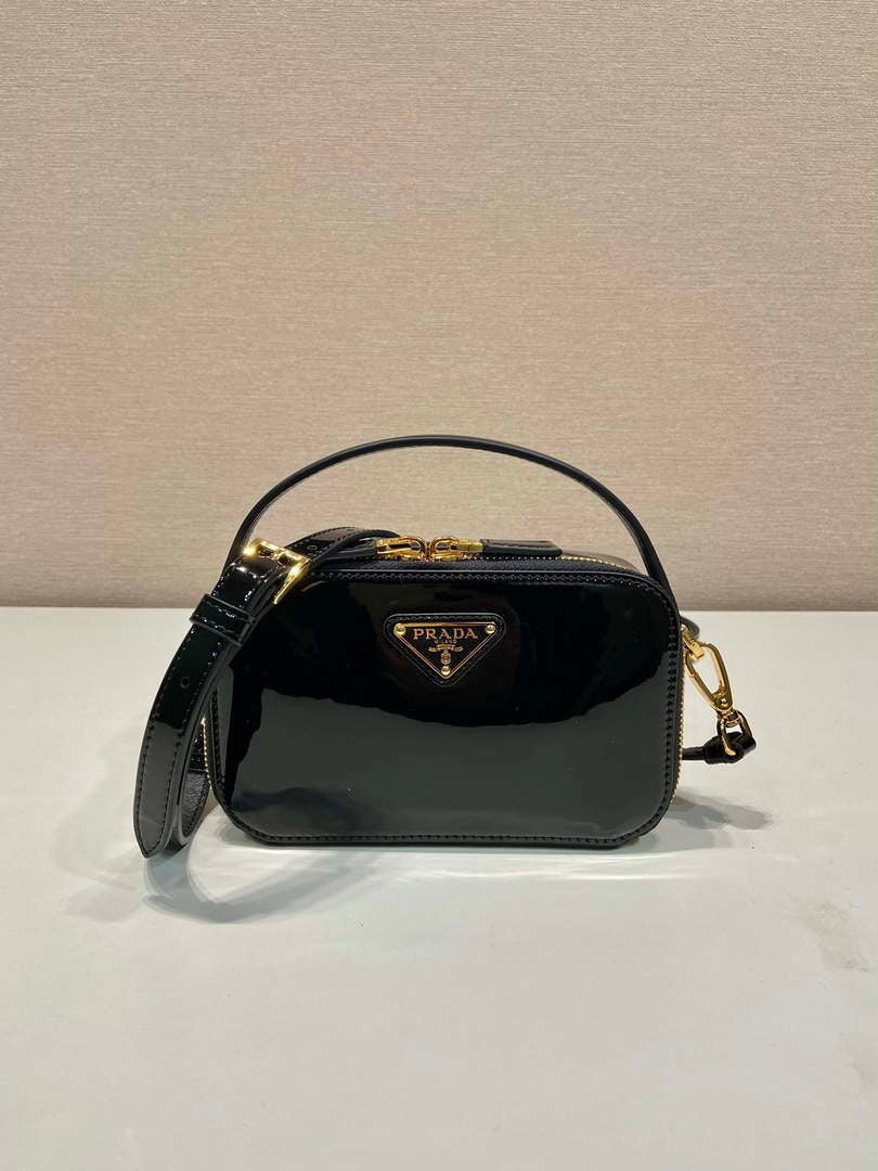 Prada 1BH206 Odette patent leather mini-bag Black - Default Title - View 1