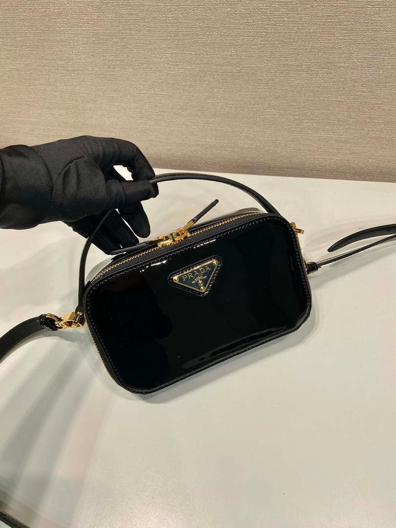 Prada 1BH206 Odette patent leather mini-bag Black