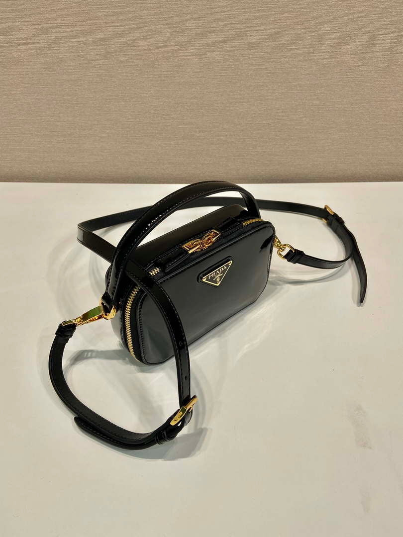Prada 1BH206 Odette patent leather mini-bag Black - Default Title - View 3