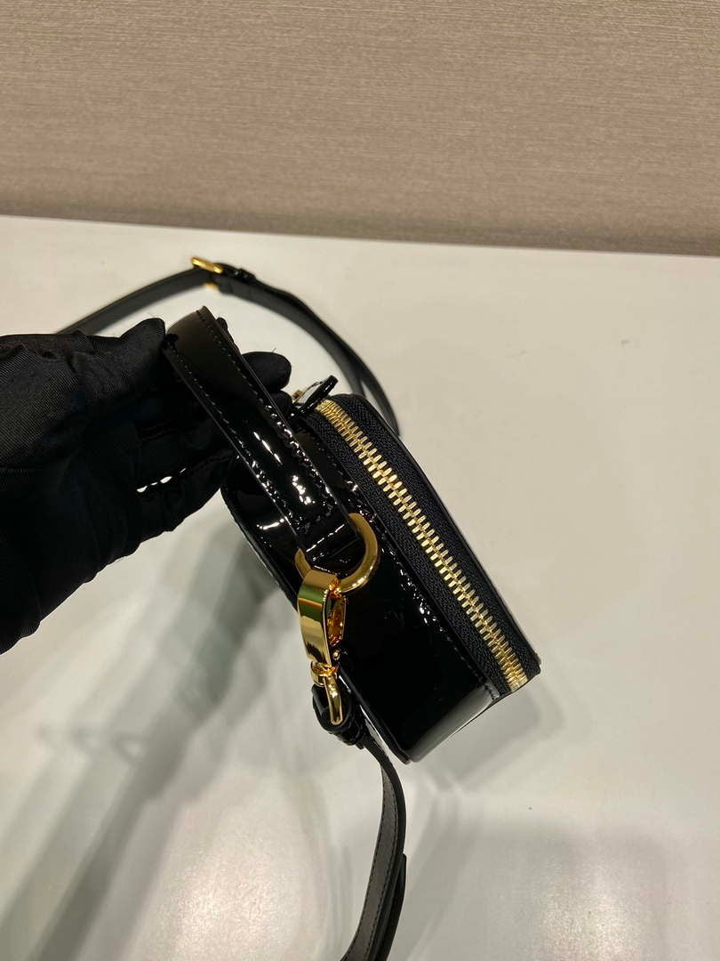 Prada 1BH206 Odette patent leather mini-bag Black