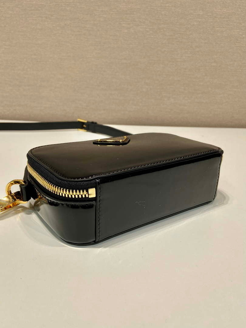Prada 1BH206 Odette patent leather mini-bag Black
