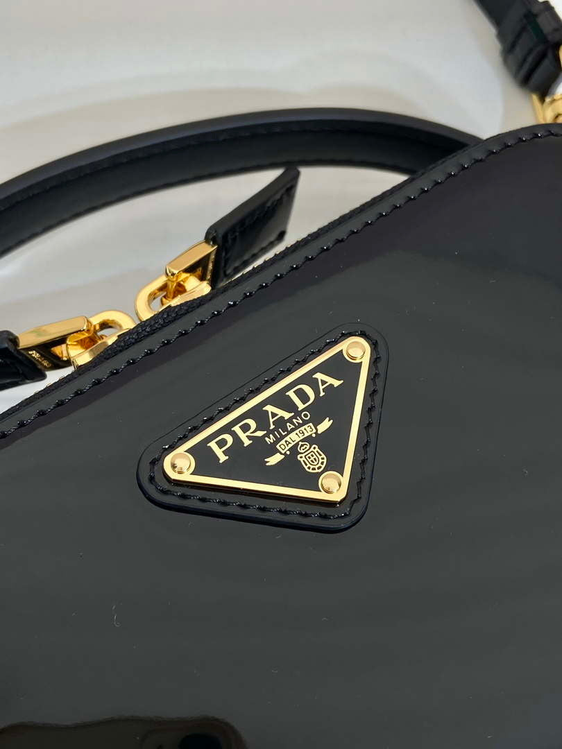 Prada 1BH206 Odette patent leather mini-bag Black