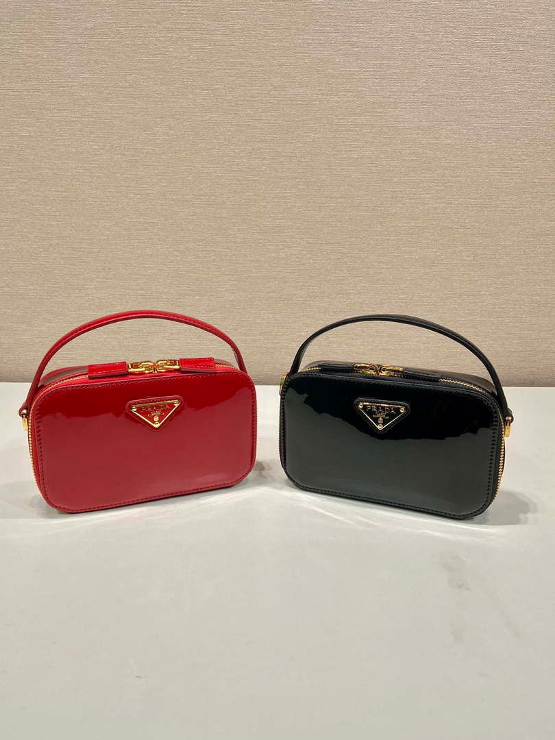 Prada 1BH206 Odette patent leather mini-bag Black
