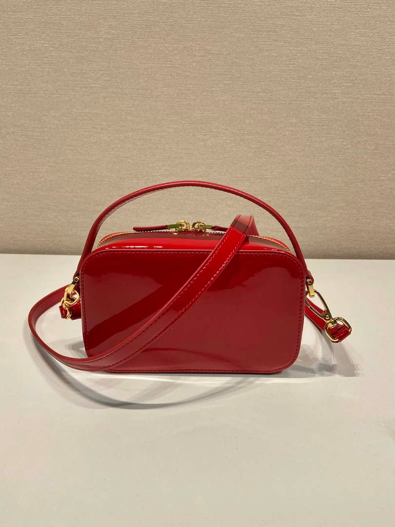 Prada 1BH206 Odette patent leather mini-bag Red