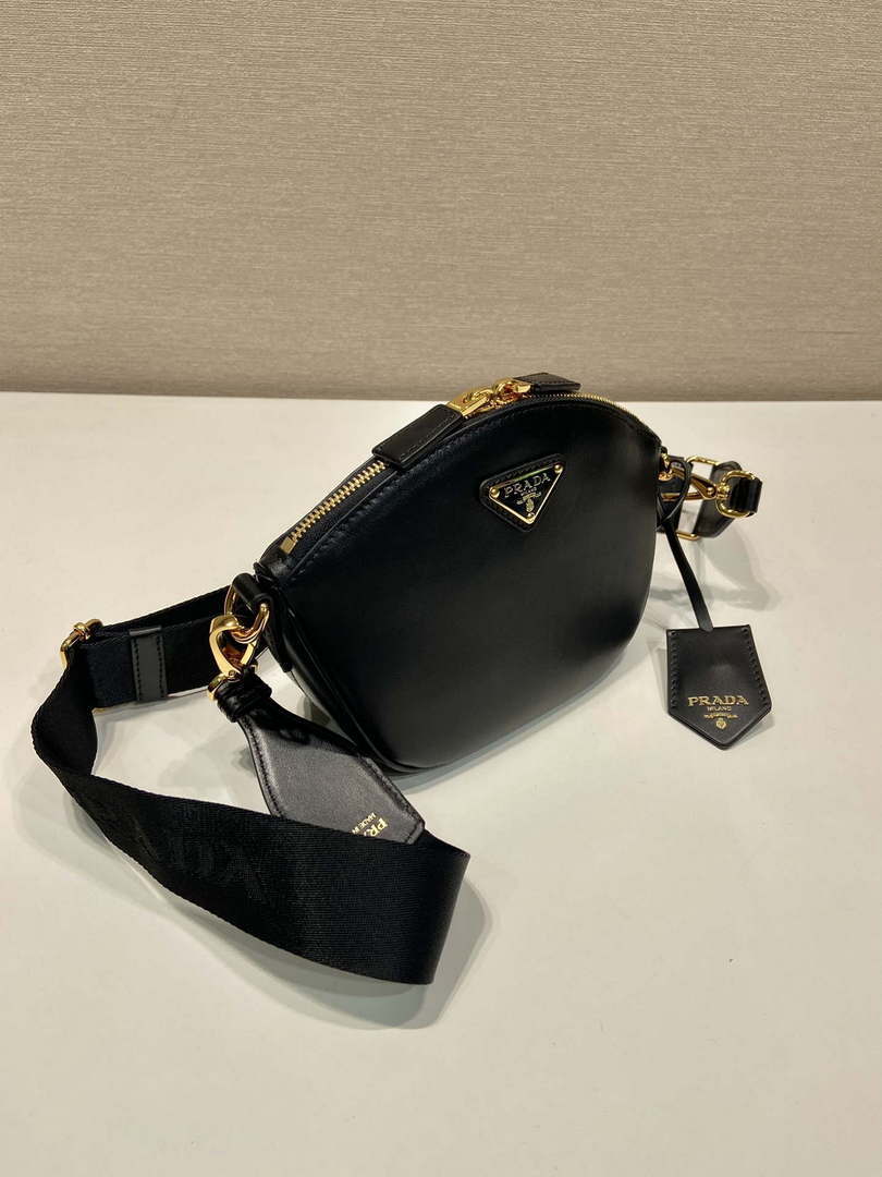 Prada 1BH212 Black Leather Mini Shoulder Bag