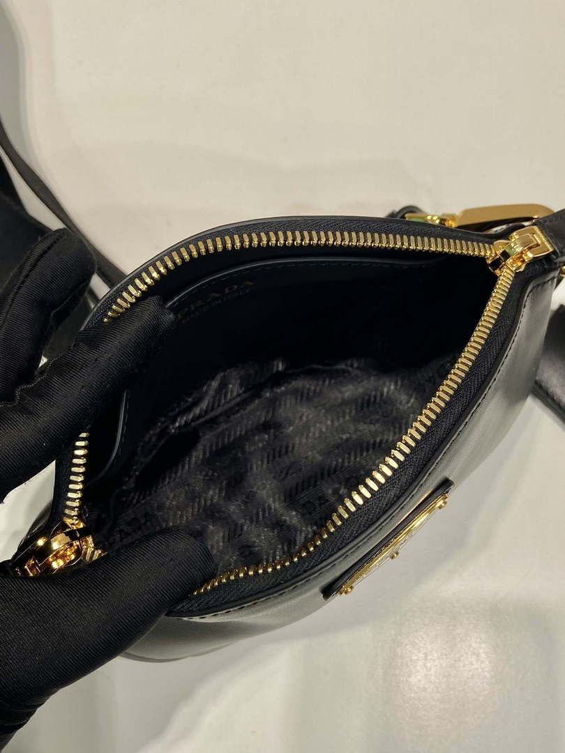 Prada 1BH212 Black Leather Mini Shoulder Bag
