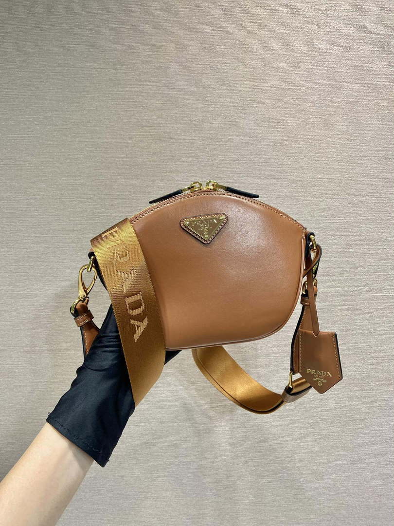 Prada 1BH212 Brown Leather Mini Shoulder Bag - Default Title - View 1