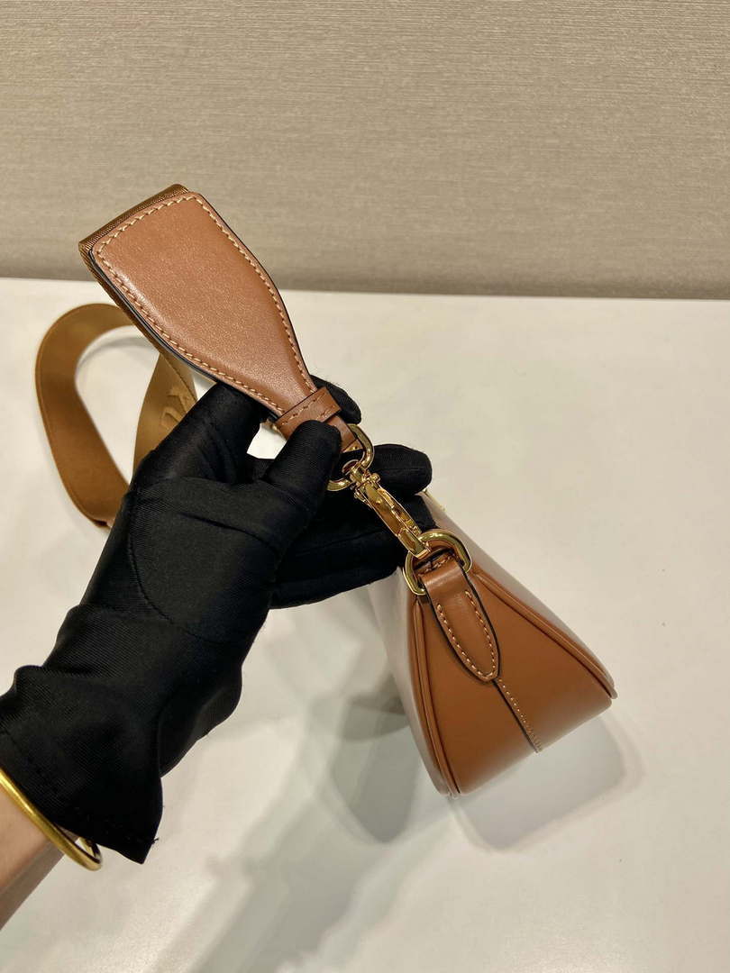 Prada 1BH212 Brown Leather Mini Shoulder Bag